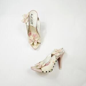 Y2k Vtg Dior Platform Heels Distressed Pink Floral Galliano Era - 37 EU/US 7